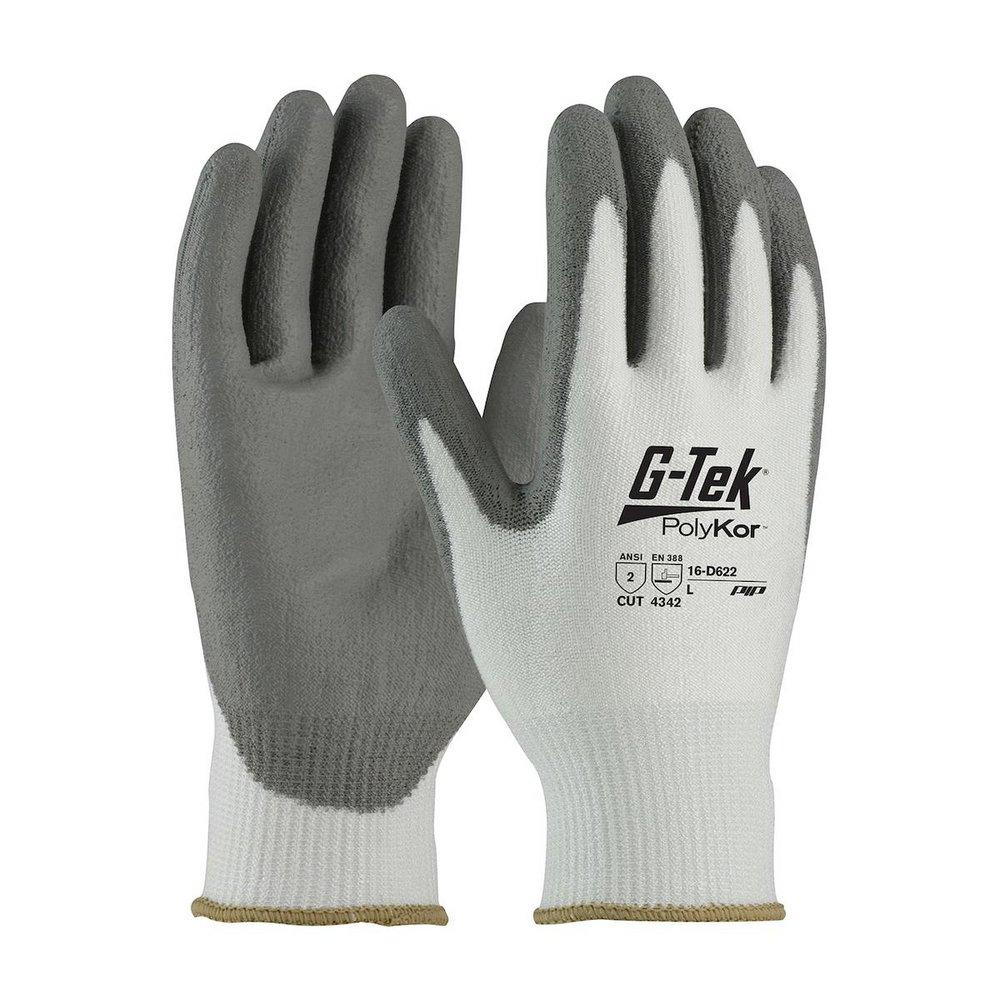 PIP&reg; White Coated, Knit Wrist and Seamless Polyurethane Plastic Gloves 