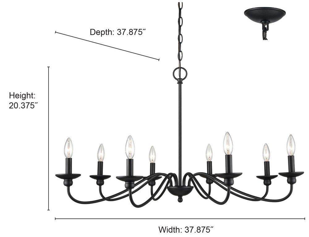 8-Light Chandelier Ceiling Light in Matte Black 
