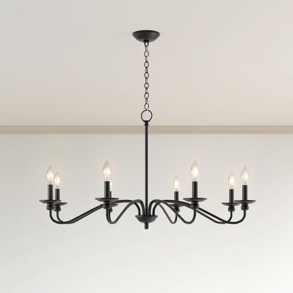 8-Light Chandelier Ceiling Light in Matte Black 