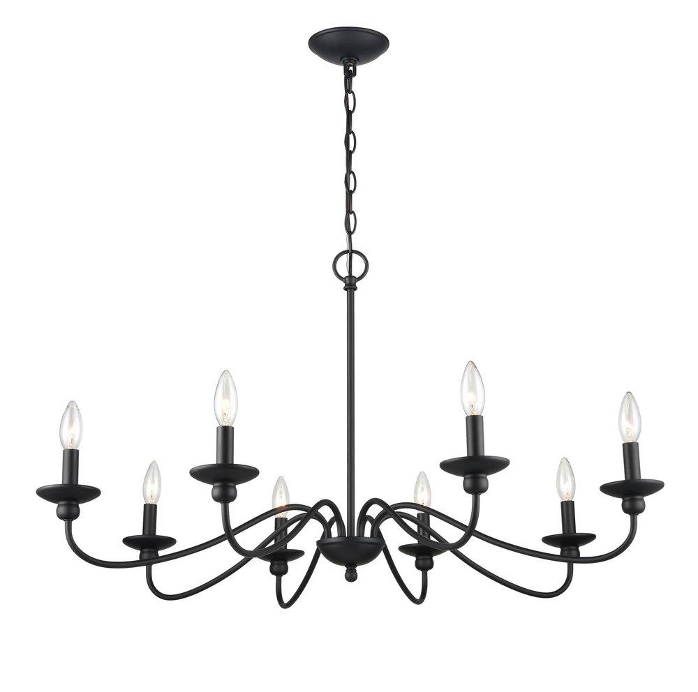 8-Light Chandelier Ceiling Light in Matte Black 