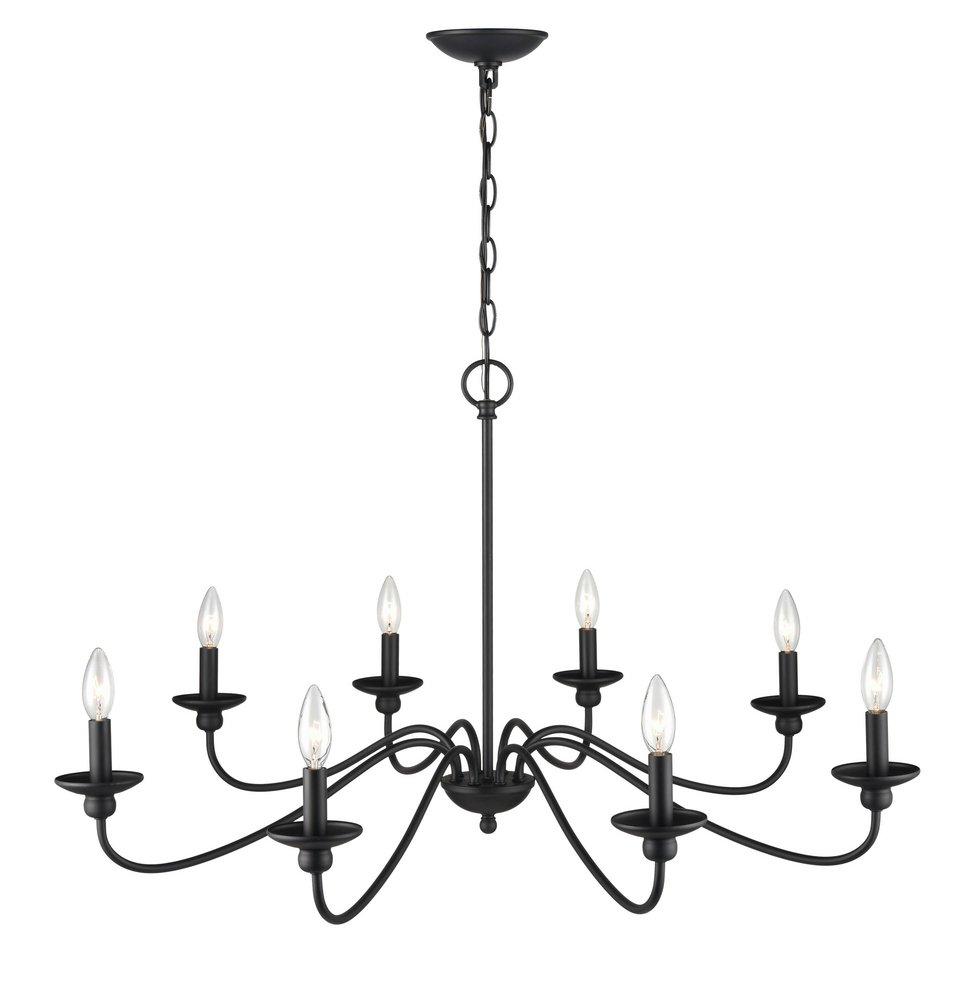 8-Light Chandelier Ceiling Light in Matte Black 
