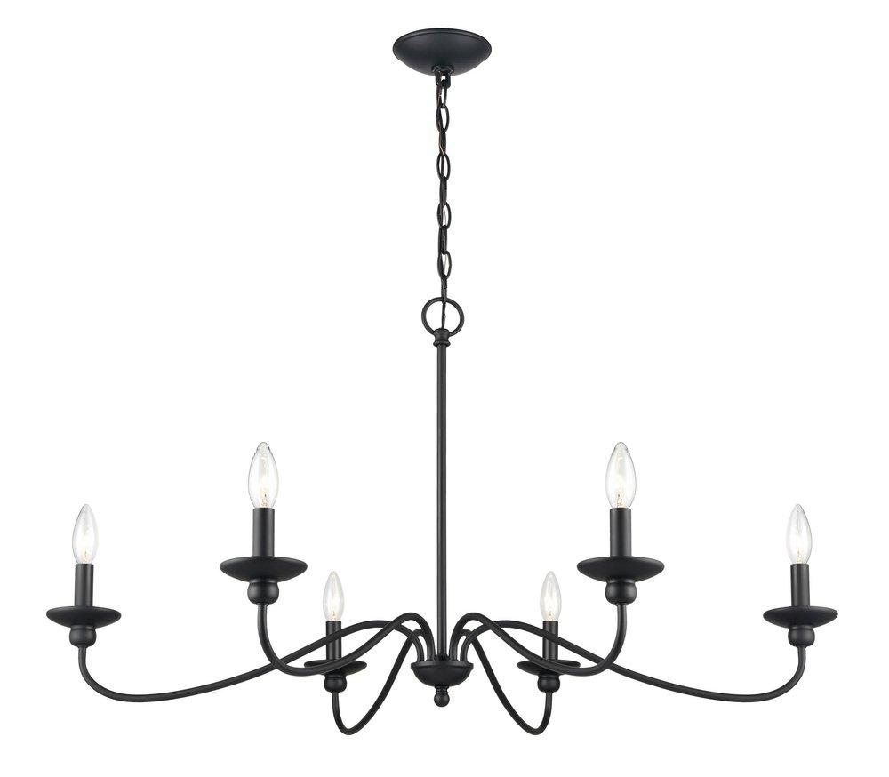 6-Light Chandelier Ceiling Light in Matte Black 