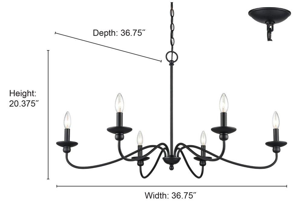 6-Light Chandelier Ceiling Light in Matte Black 