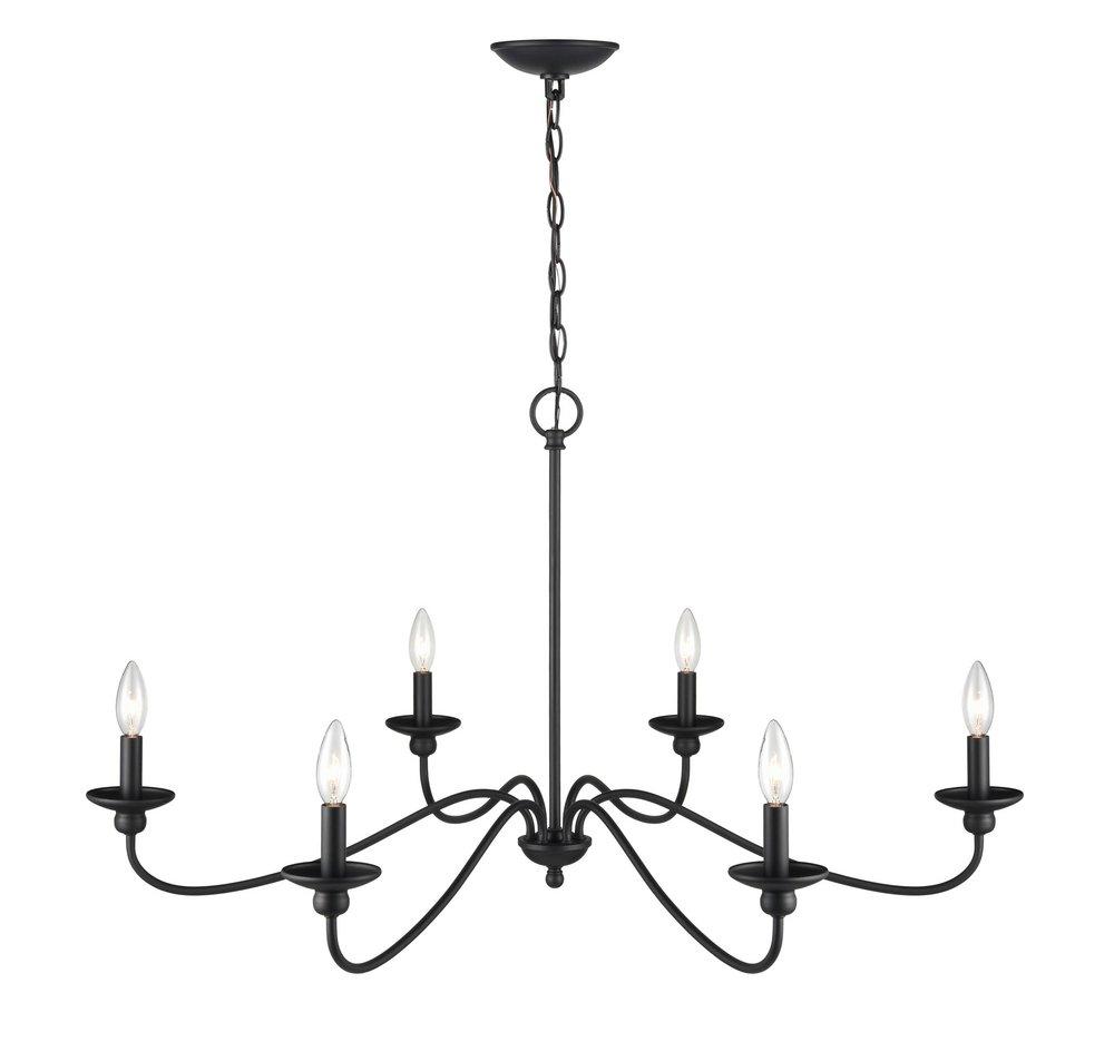 6-Light Chandelier Ceiling Light in Matte Black 