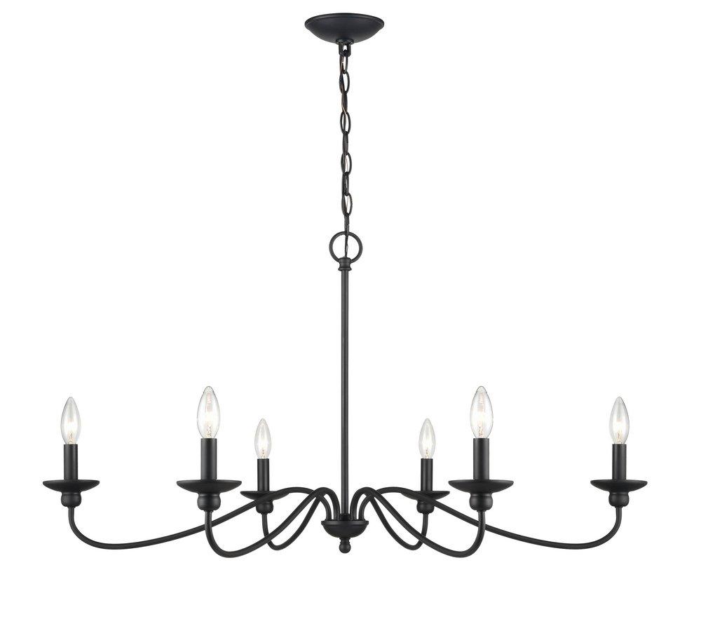 6-Light Chandelier Ceiling Light in Matte Black 
