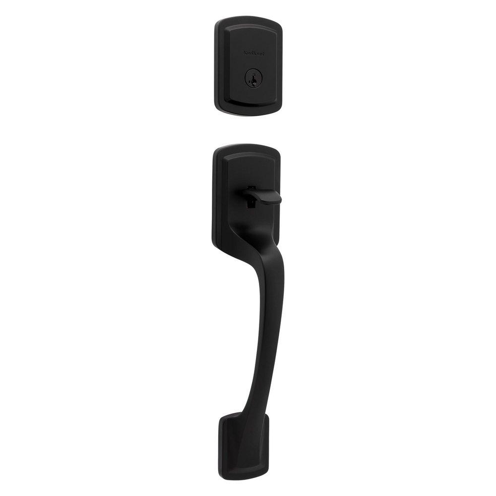 Kwikset Matte Black Grip Deadbolt Handle Set in Matte Black 