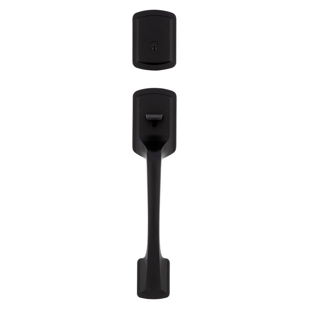 Kwikset Matte Black Grip Deadbolt Handle Set in Matte Black 