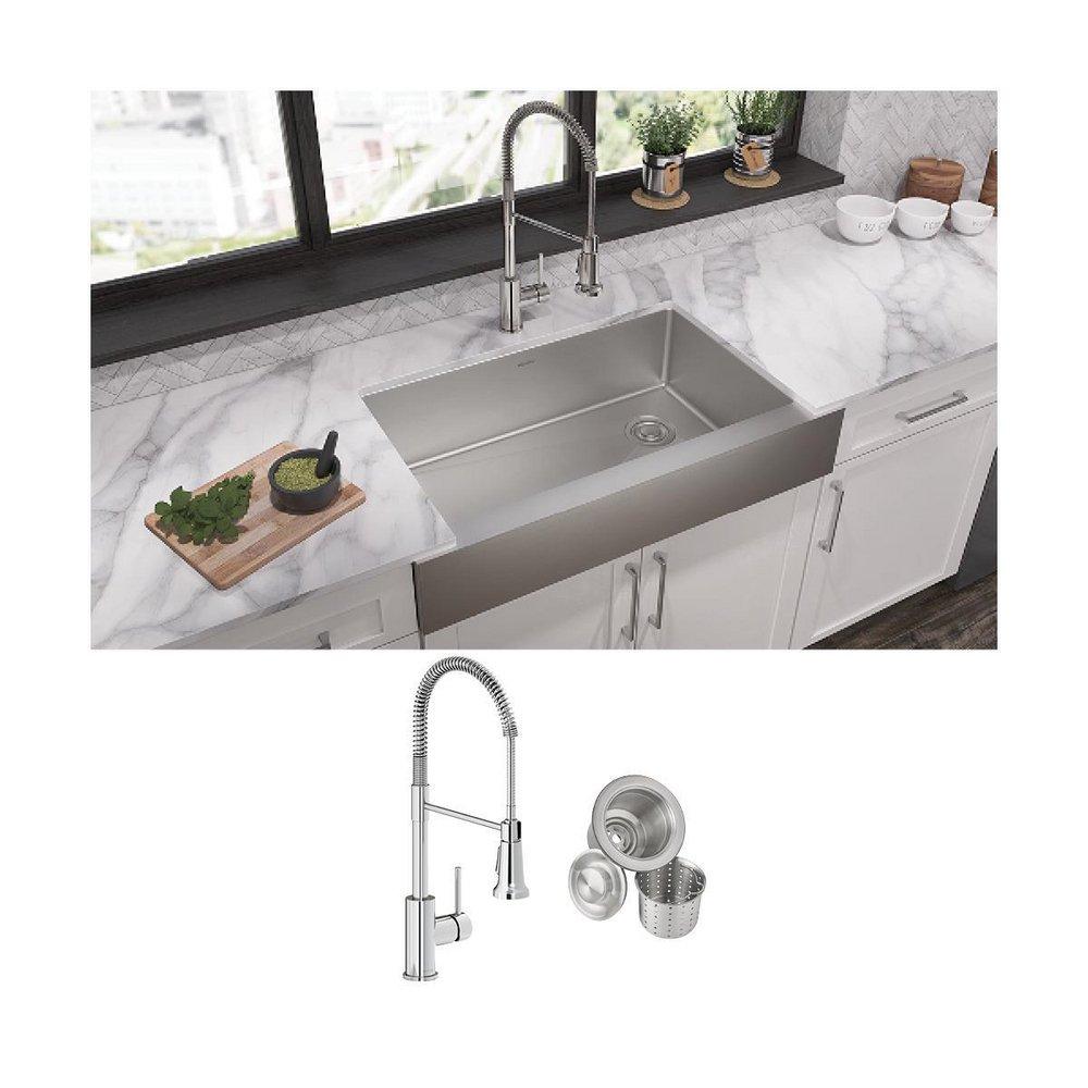 35-7/8 in. Farmhouse Stainless Steel Single Bowl Kitchen Sink 