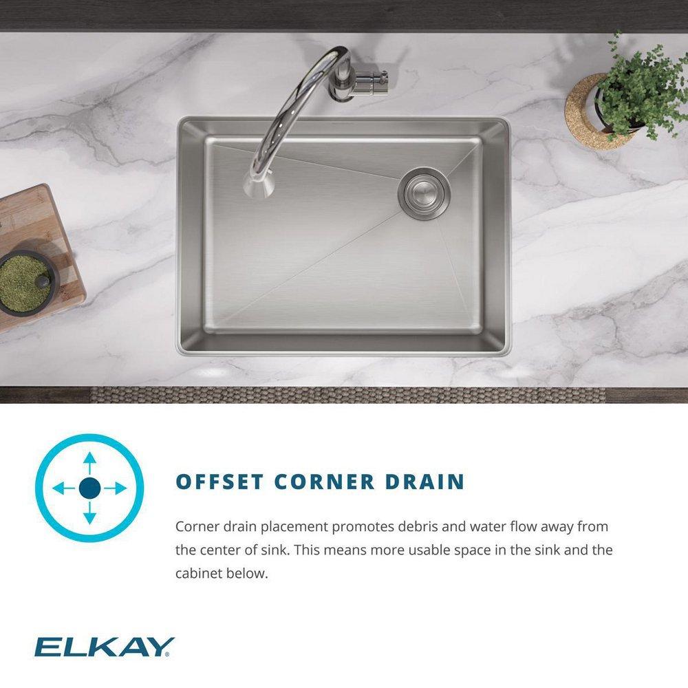 Elkay Polished Satin 25-1/2 x 18-1/2 in. No Hole Stainless Steel 1 Bowl Undermount Kitchen Sink 