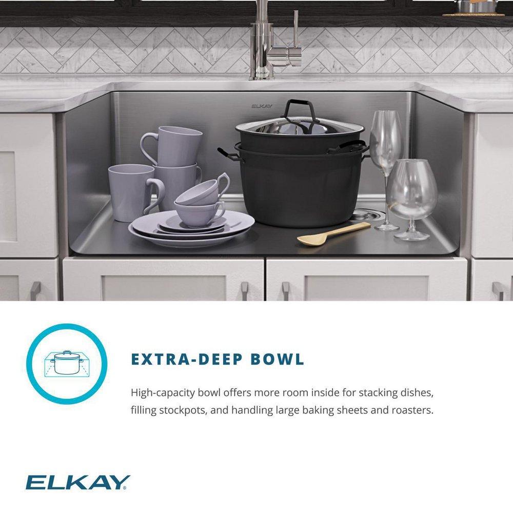Elkay Polished Satin 25-1/2 x 18-1/2 in. No Hole Stainless Steel 1 Bowl Undermount Kitchen Sink 