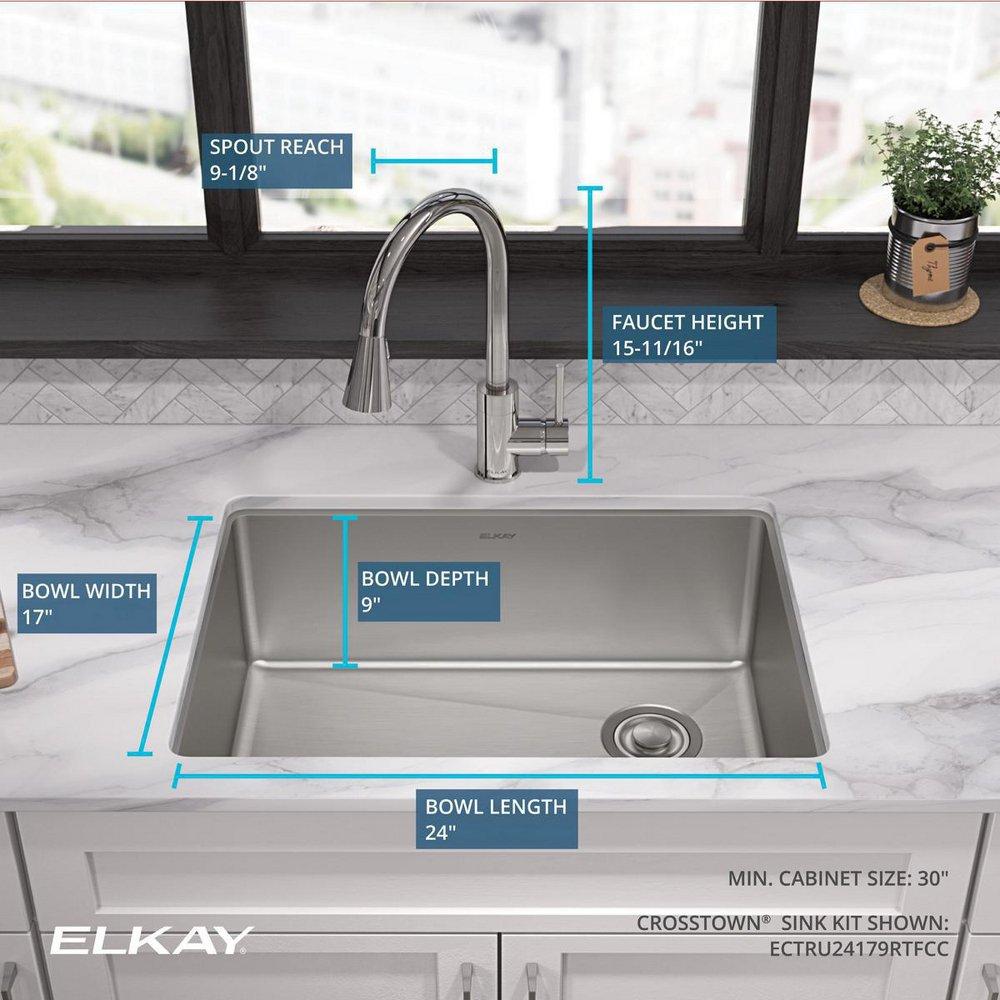 Elkay Polished Satin 25-1/2 x 18-1/2 in. No Hole Stainless Steel 1 Bowl Undermount Kitchen Sink 