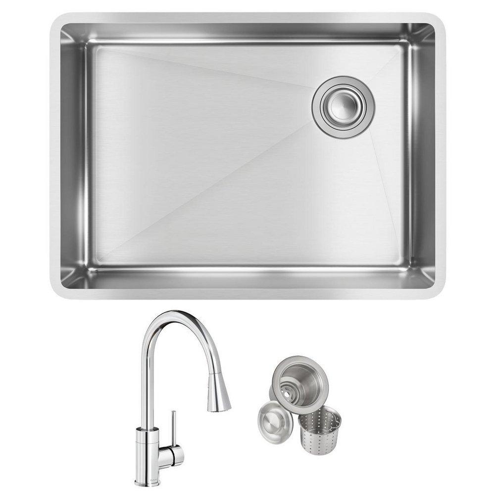 Elkay Polished Satin 25-1/2 x 18-1/2 in. No Hole Stainless Steel 1 Bowl Undermount Kitchen Sink 