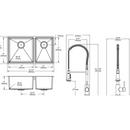 ELKAY CROSSTOWN 18 GAUGE STAINLESS STEEL 32 X 18-1/2 X 9 60/40 DOUBLE BOWL UNDERMOUNT SINK FAUCET BOTTOM GRID & DRAIN KIT 