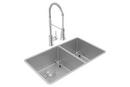 ELKAY CROSSTOWN 18 GAUGE STAINLESS STEEL 32 X 18-1/2 X 9 60/40 DOUBLE BOWL UNDERMOUNT SINK FAUCET BOTTOM GRID & DRAIN KIT 