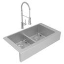 Elkay Polished Satin 35-7/8 x 20-1/4 in. No Hole Stainless Steel 2 Bowl Farmhouse Kitchen Sink 