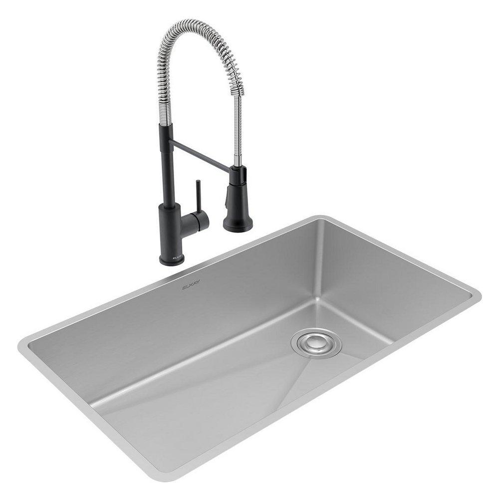 ELKAY CROSSTOWN 18 GAUGE STAINLESS STEEL 37 X 18-1/2 X 9 SINGLE BOWL UNDERMOUNT SINK FAUCET BOTTOM GRID & DRAIN KIT 