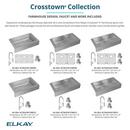ELKAY CROSSTOWN 18 GAUGE STAINLESS STEEL 36 X 21 X 9 EQUAL DOUBLE BOWL FARMHOUSE SINK FAUCET & DRAIN KIT WITH AQUA DIVIDE 