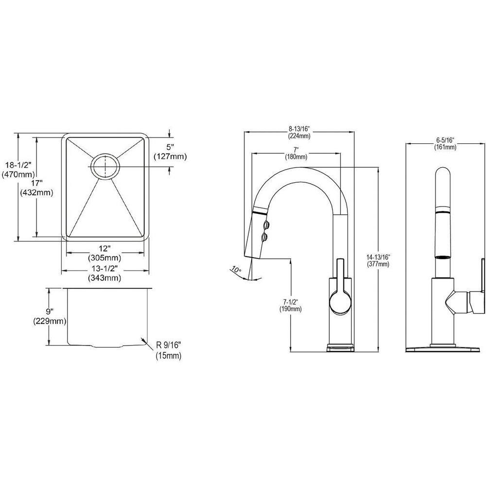 13-1/2 x 18-1/2 in. 1 Hole Undermount Stainless Steel Bar Sink in Polished Satin 