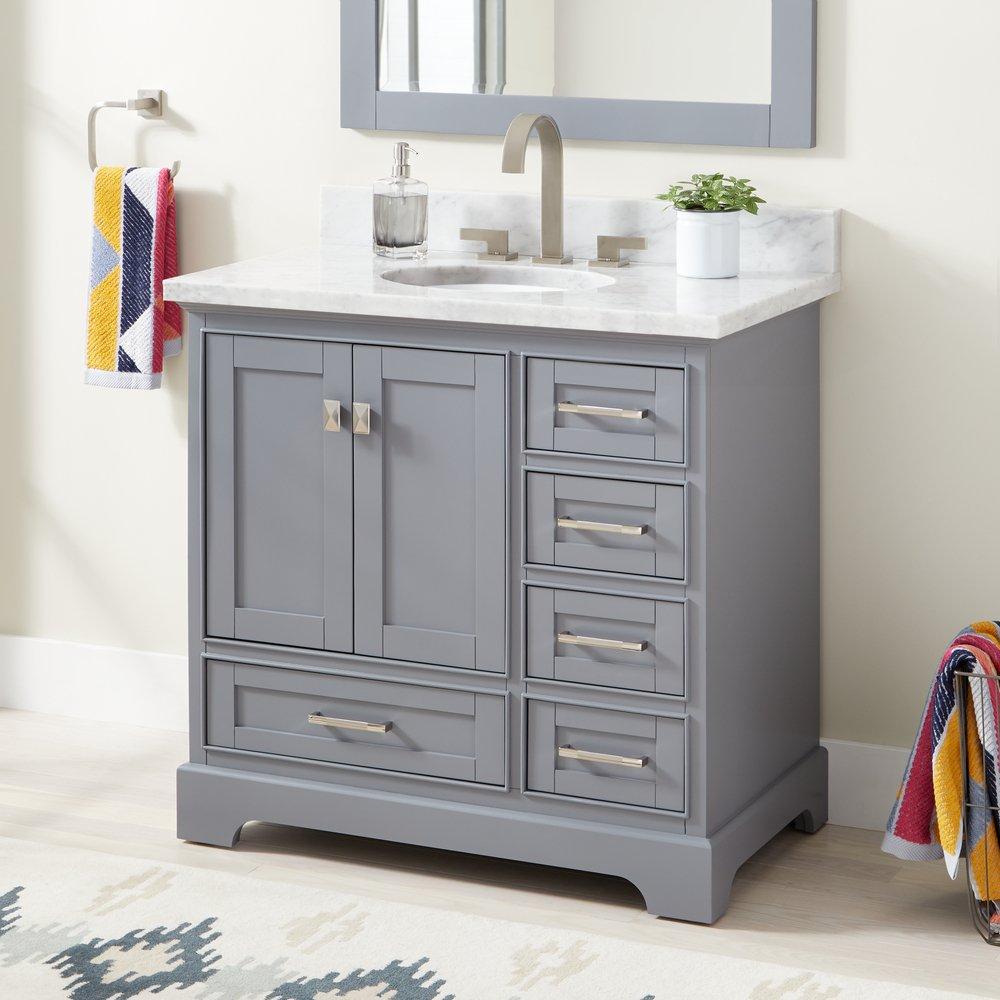 36 VANITY WITH UNDERMOUNT SINK GRAY CARRARA MARBLE WIDESPREAD 