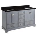 60 DOUBLE VANITY WITH RECTANGULAR UNDERMOUNT SINKS GRAY ABSOLUTE BLACK GRANITE SINGLE HOLE 