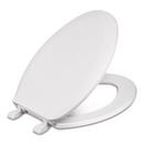 Plastic Elongated Closed Front Toilet Seat in White