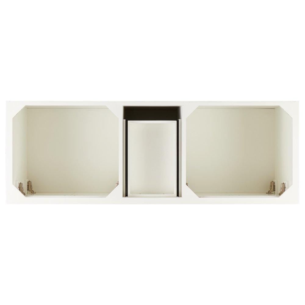 60 DOUBLE VANITY WITH UNDERMOUNT SINKS SOFT WHITE FEATHERED WHITE QUARTZ WIDESPREAD 