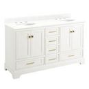 60 DOUBLE VANITY WITH UNDERMOUNT SINKS SOFT WHITE FEATHERED WHITE QUARTZ WIDESPREAD 