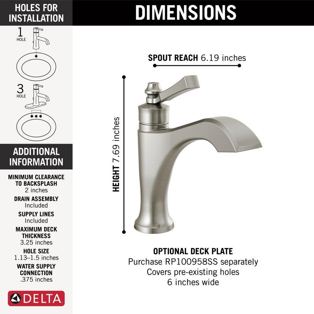 Single Handle Monoblock Bathroom Sink Faucet in Brilliance&reg; Stainless 