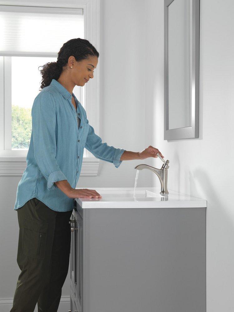 Single Handle Monoblock Bathroom Sink Faucet in Brilliance&reg; Stainless 