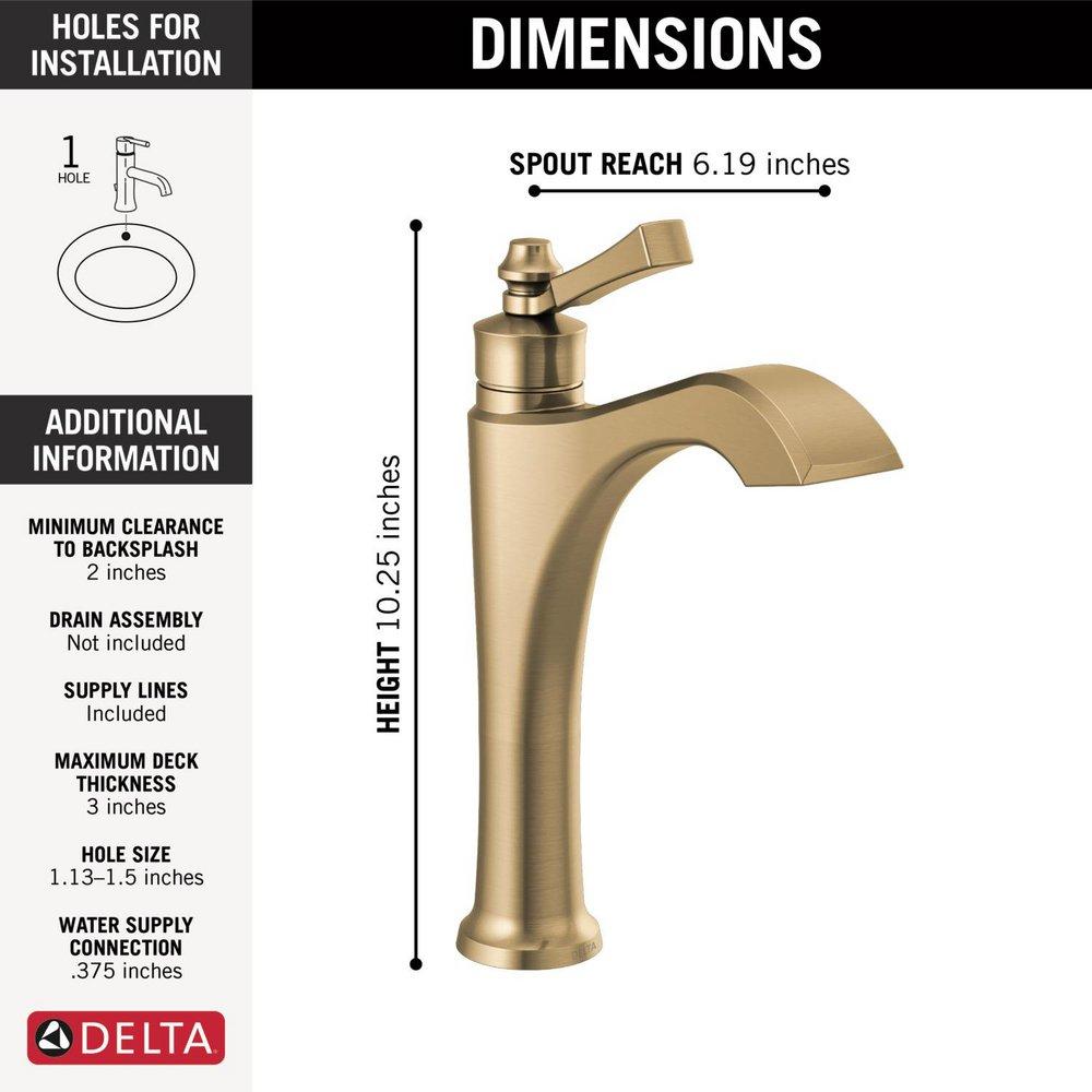 Delta Faucet Brilliance Champagne Bronze Single Handle Vessel Filler Bathroom Sink Faucet 
