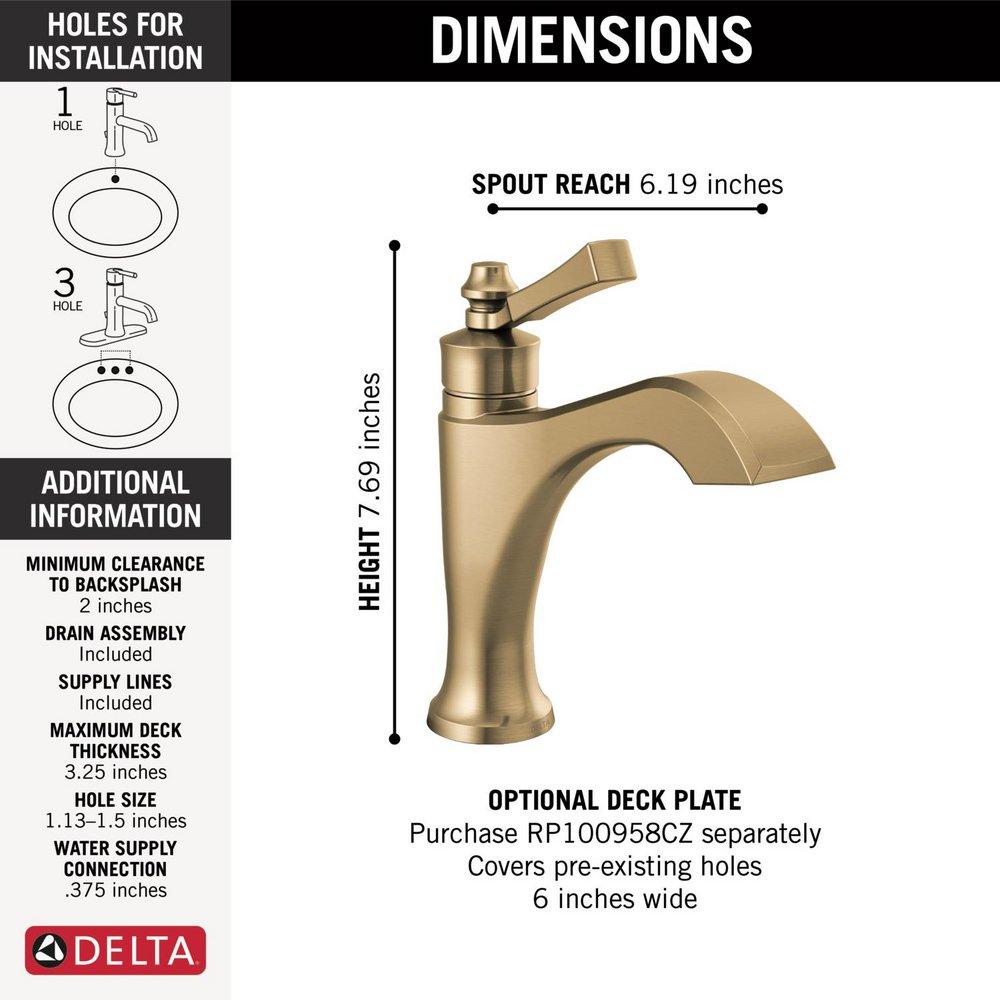 Single Handle Monoblock Bathroom Sink Faucet in Champagne Bronze 
