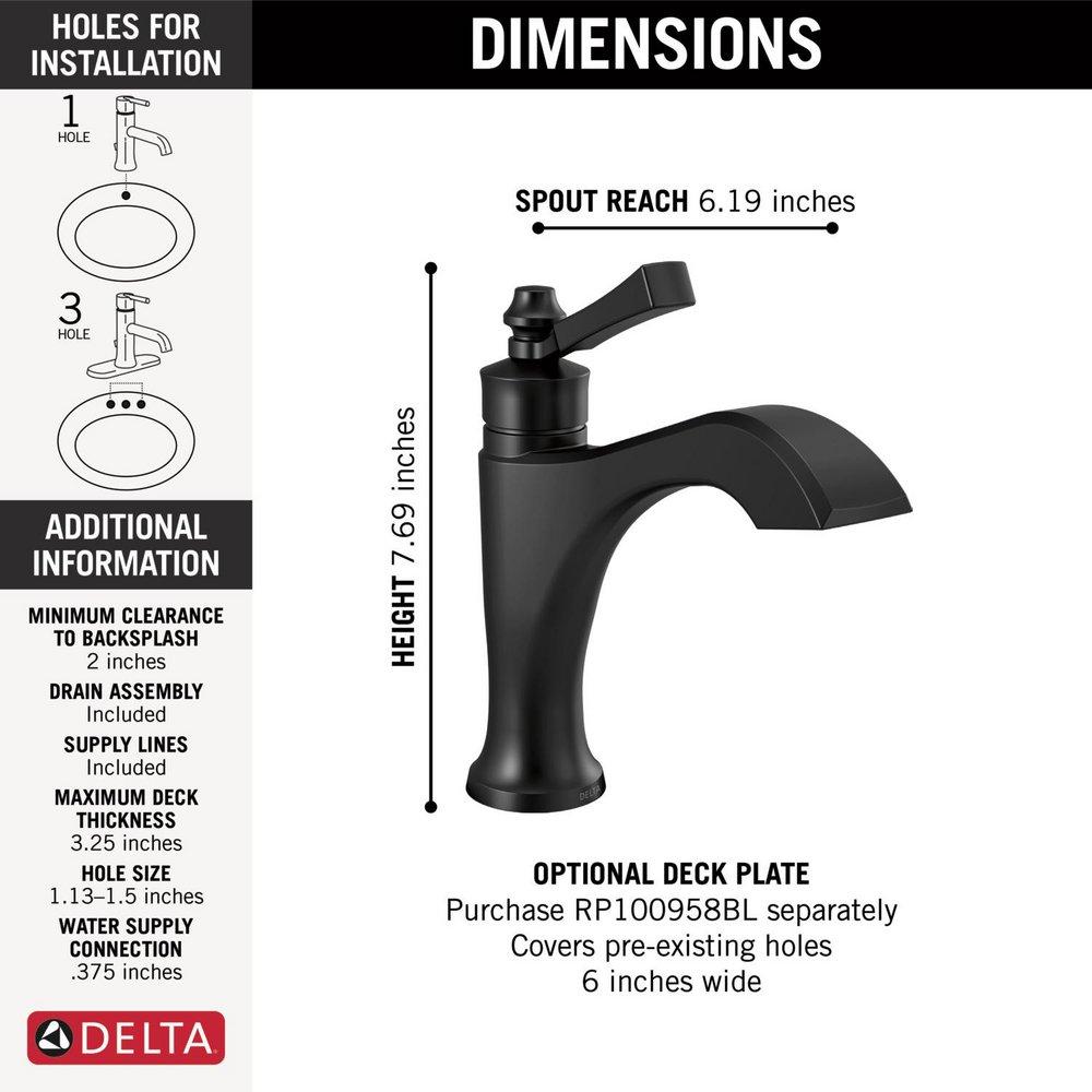 Single Handle Monoblock Bathroom Sink Faucet in Matte Black 