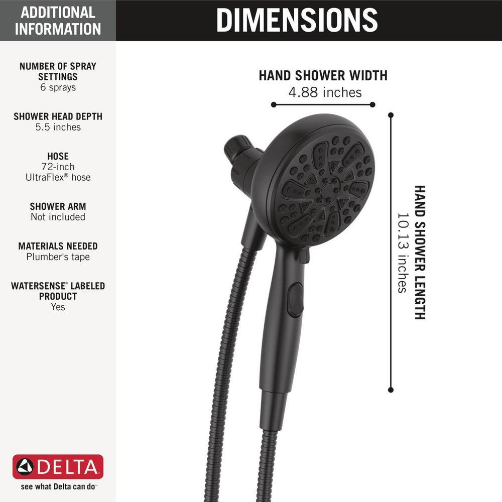 Delta Faucet Matte Black Multi Function Hand Shower 