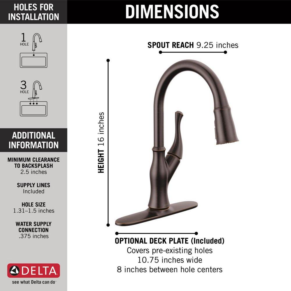 Delta Faucet Venetian Bronze Single Handle Pull Down Kitchen Faucet 