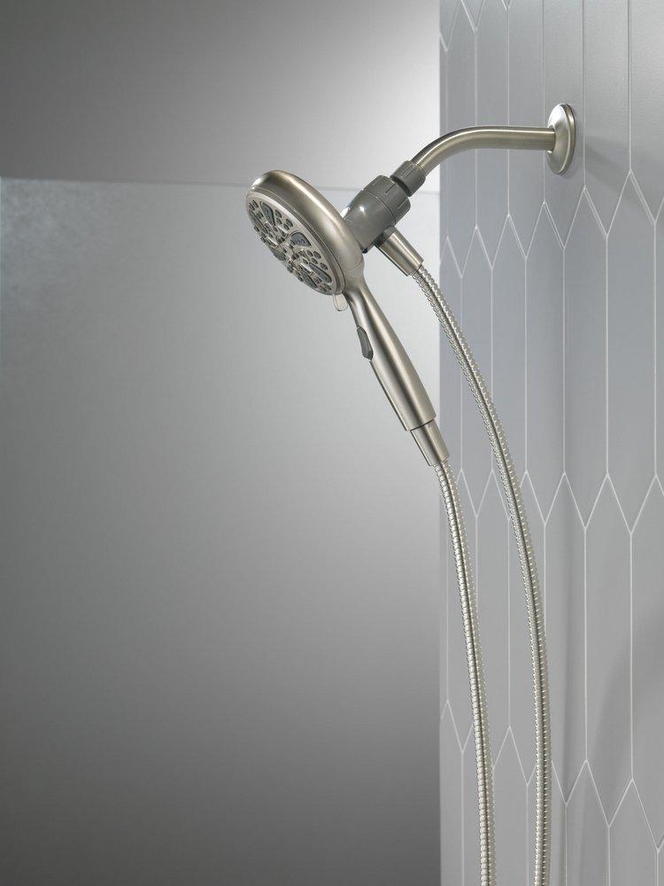 Delta Faucet Satin Nickel Multi Function Full Body, Full Spray w/ Massage, Massaging spray, Pause, Shampoo Rinsing spray and Shampoo Rinsing spray with Massage Showerhead 