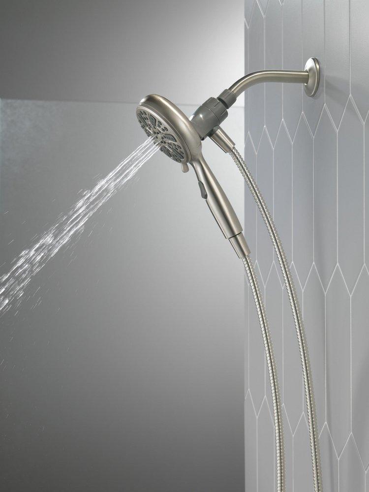 Delta Faucet Satin Nickel Multi Function Full Body, Full Spray w/ Massage, Massaging spray, Pause, Shampoo Rinsing spray and Shampoo Rinsing spray with Massage Showerhead 
