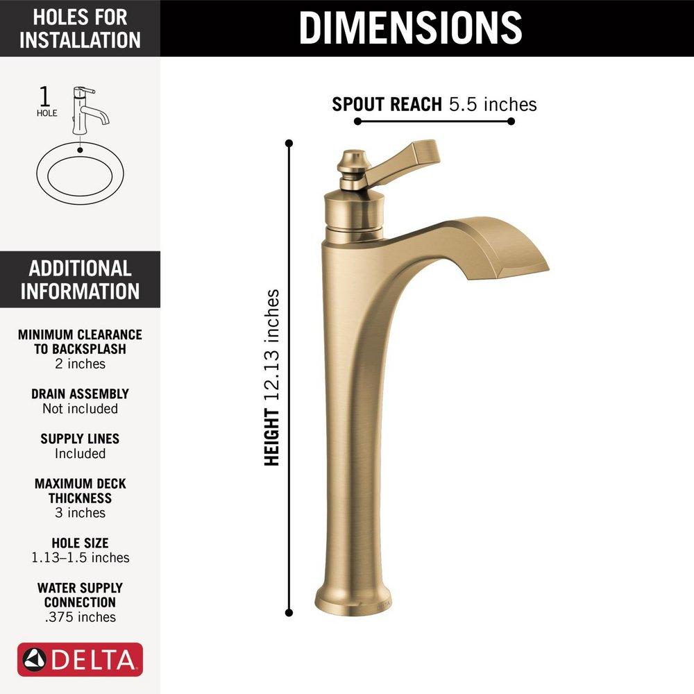 Single Handle Monoblock Vessel Filler Bathroom Sink Faucet in Brilliance&reg; Champagne Bronze 