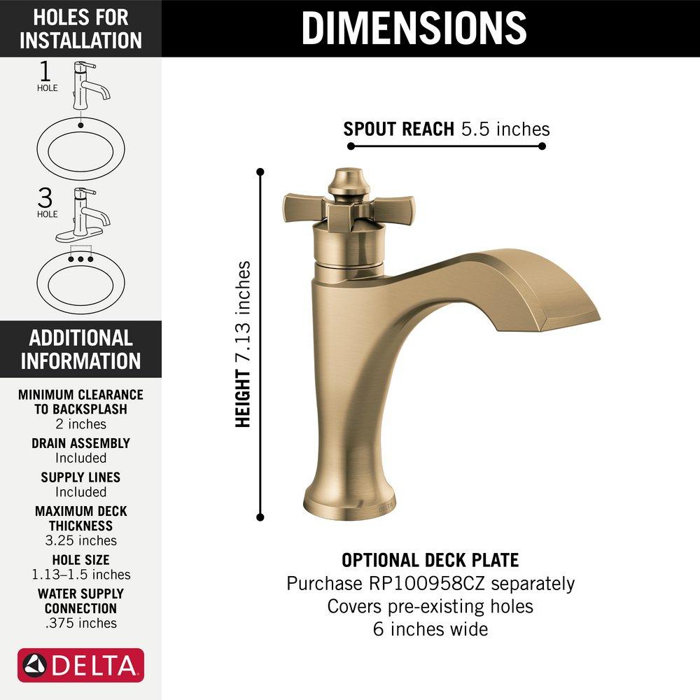 Single Handle Monoblock Bathroom Sink Faucet in Brilliance&reg; Champagne Bronze 