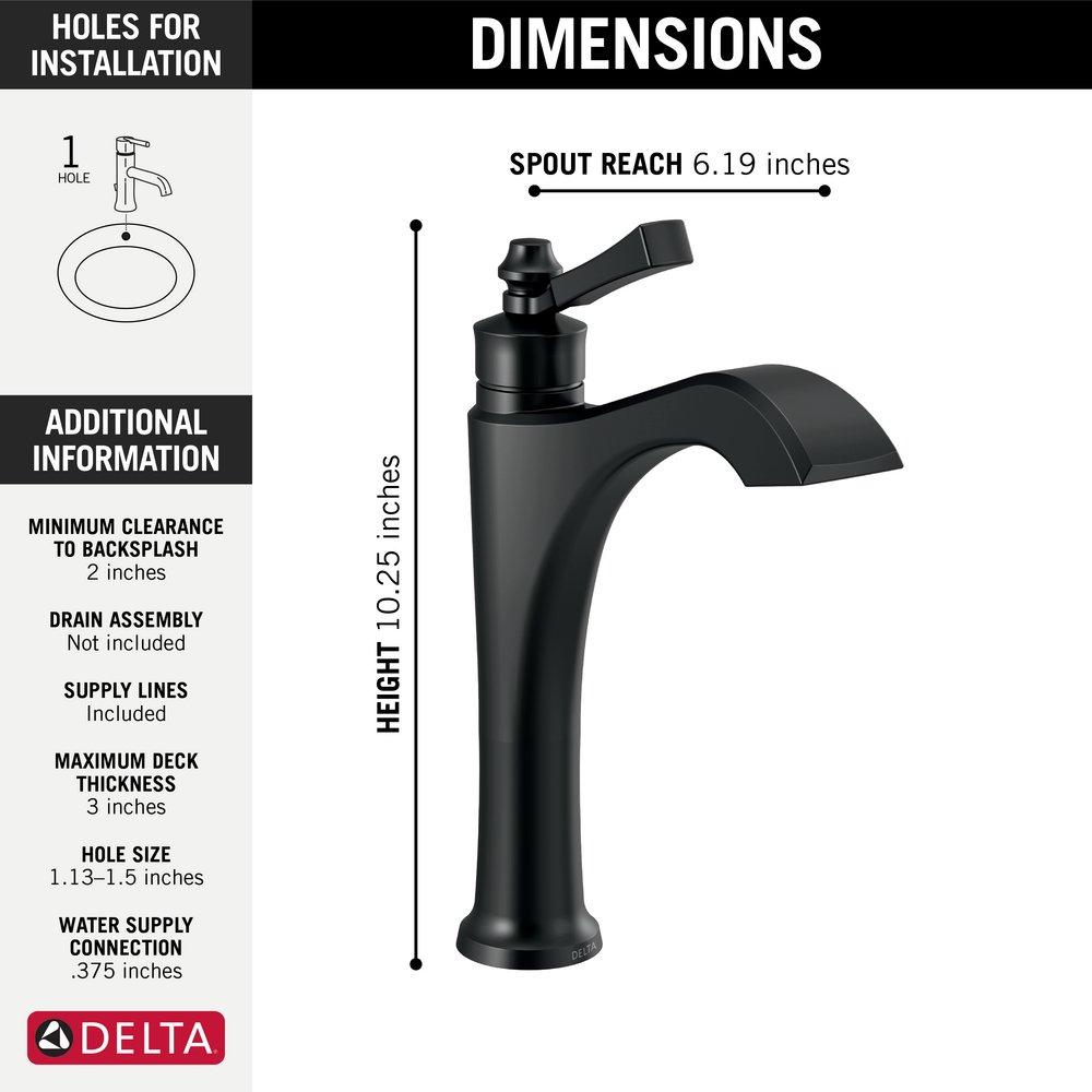 Delta Faucet Matte Black Single Handle Monoblock and Vessel Filler Bathroom Sink Faucet 