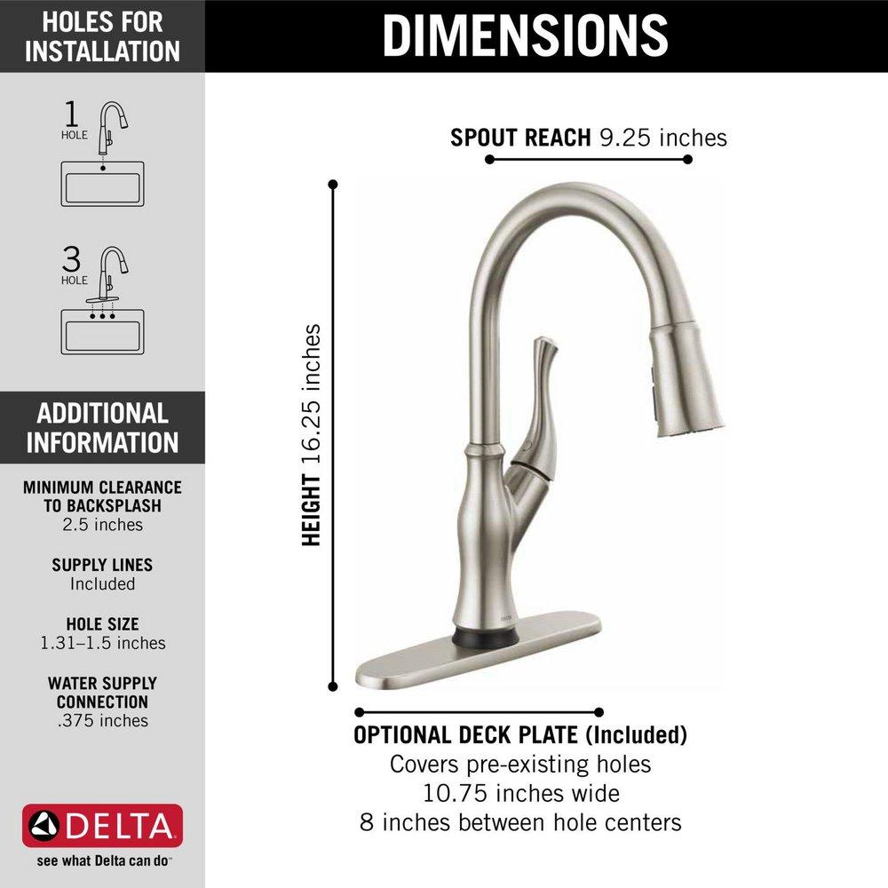 Delta Faucet SpotShield Stainless Single Handle Pull Down Kitchen Faucet 
