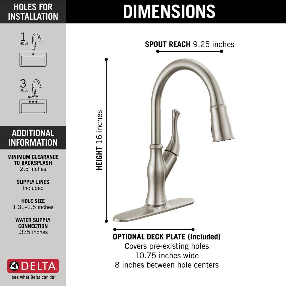 Delta Faucet SpotShield&reg; Stainless Single Handle Pull Down Kitchen Faucet 