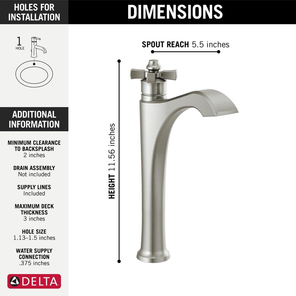Delta Faucet Stainless Single Handle Monoblock Bathroom Sink Faucet 