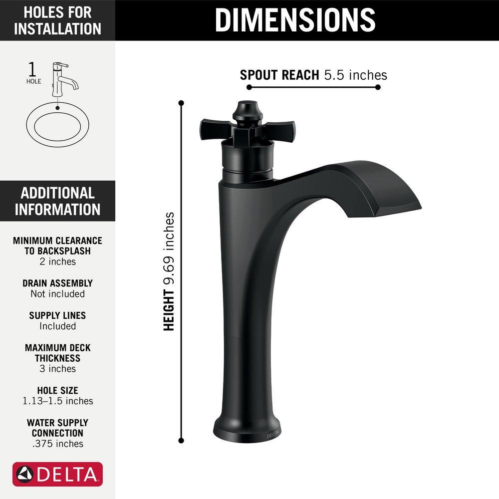 Single Handle Monoblock Vessel Filler Bathroom Sink Faucet in Matte Black 
