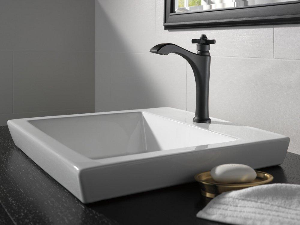 Single Handle Monoblock Vessel Filler Bathroom Sink Faucet in Matte Black 