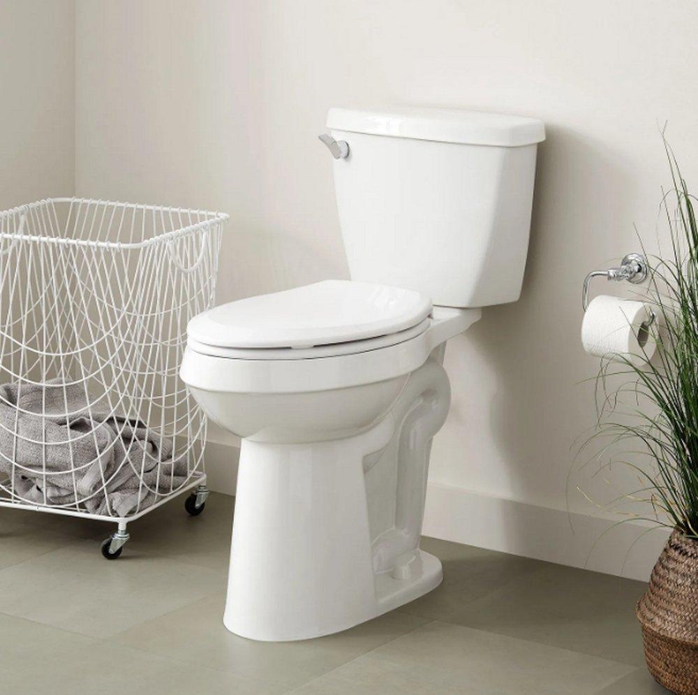 Signature Hardware White 1.28 gpf Elongated Floor Mount Two Piece Toilet 
