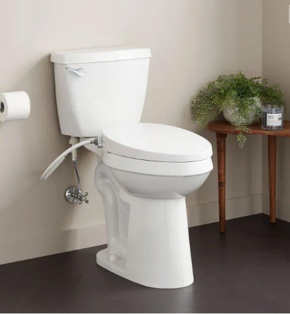 Signature Hardware White 1.28 gpf Elongated Floor Mount Two Piece Toilet 