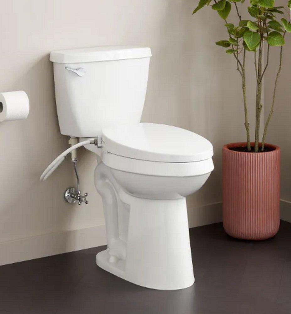 Signature Hardware White 1.28 gpf Elongated Floor Mount Two Piece Toilet 