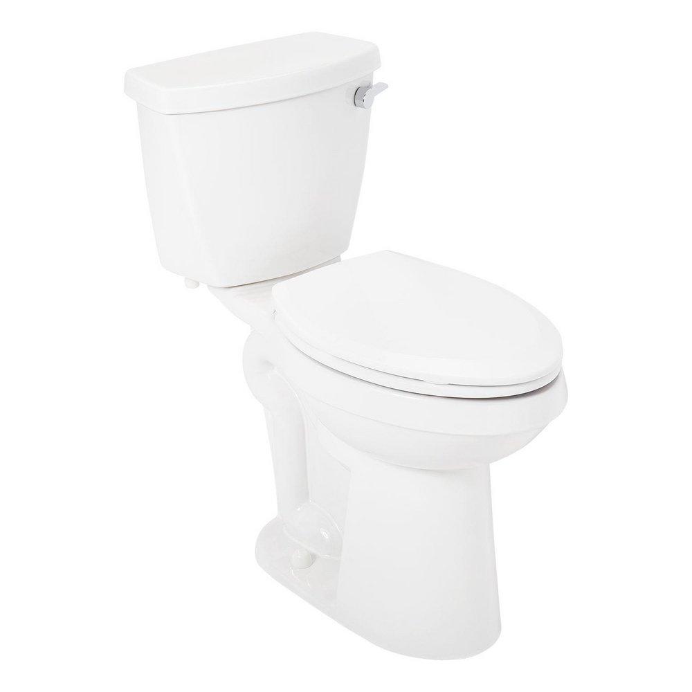 Signature Hardware White 1.28 gpf Elongated Floor Mount Two Piece Toilet in White 