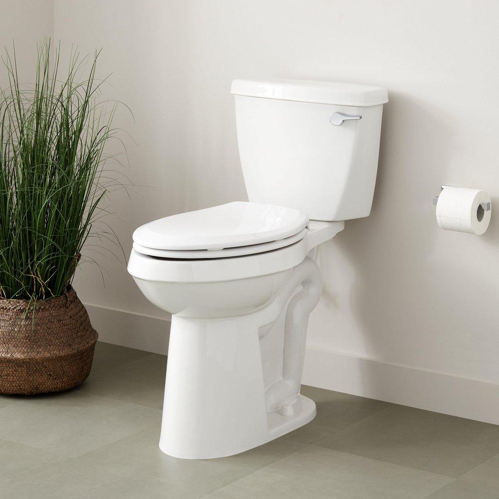 Signature Hardware White 1.28 gpf Elongated Floor Mount Two Piece Toilet in White 
