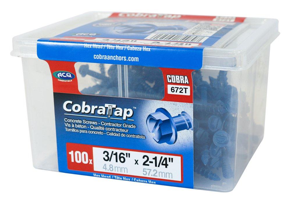 3/16 x 2-1/4 in. Blue Hex Head Concrete Screws (Pack of 100) 